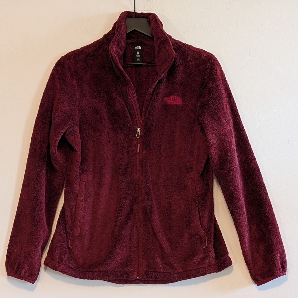 North Face Osito Fleece Jacket Womens M Burgundy Full Zip Teddy Soft Camping